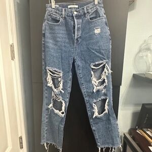 Pacsun High Rise Ripped Straight Leg Button Fly Jeans Size 26